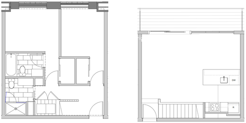 Floor plan for 2 beds, 2 baths, 986 sqft